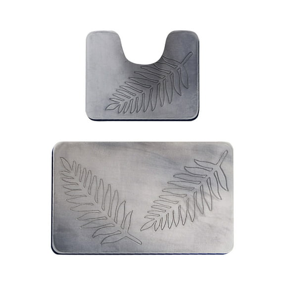 Bathroom Leaf Pattern Rug Set, Non-Slip And Absorbent, Comfortable To Touch, Machine Washable, Suitable For Living Room Bedroom Floor Bathroom Floor Bath Mat U-Shaped Mat