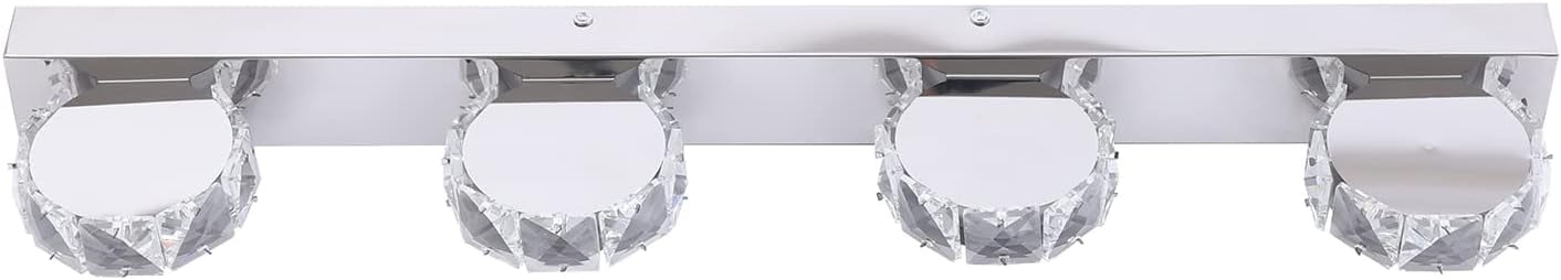 Bathroom Light Fixture Over Mirror, 12W x 4 Led Modern Vanity Light, Crystal Bathroom Vanity Light Fixture, 6000K White Makeup Mirror Front Light (Cold White)