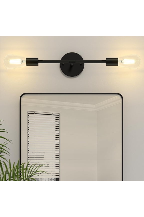 Bathroom Light Fixtures 2-Light Black Vanity Light for Mirror Kitchen, E26 Base, Bulbs Not Included