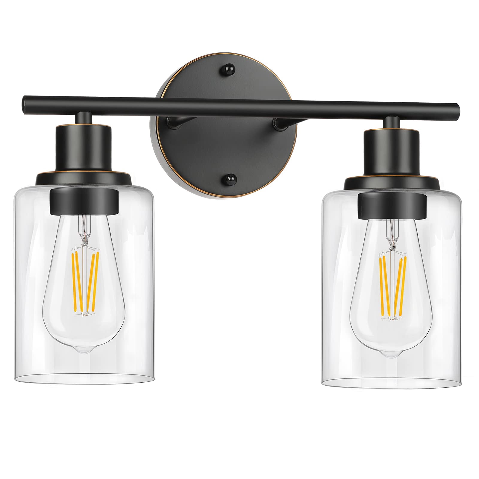 Bathroom Light Fixtures  2-light Oil Rubbed Bronze Vanity Vintage Wall Sconces Lighting Modern Bath Mounted With Glass Shade Porch Lamp For Mirror Living Room