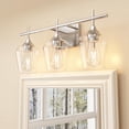 thumbnail image 1 of Homechoose 3-Light Vanity Light, Silver, Dimmable, LED, Corded Electric, Vanity Lights with Clear Glass Globe Shade, 1 of 11