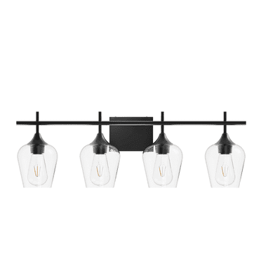 Homechoose 4-Light Matte Black Vanity Lights with Clear Glass Globe Shades