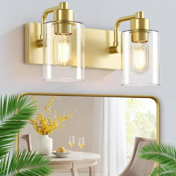 Bathroom Light Fixtures Bathroom Vanity Light 2-Light Bathroom Lights over Mirror with Clear Glass Shade for Kitchen Living Room Bedroom