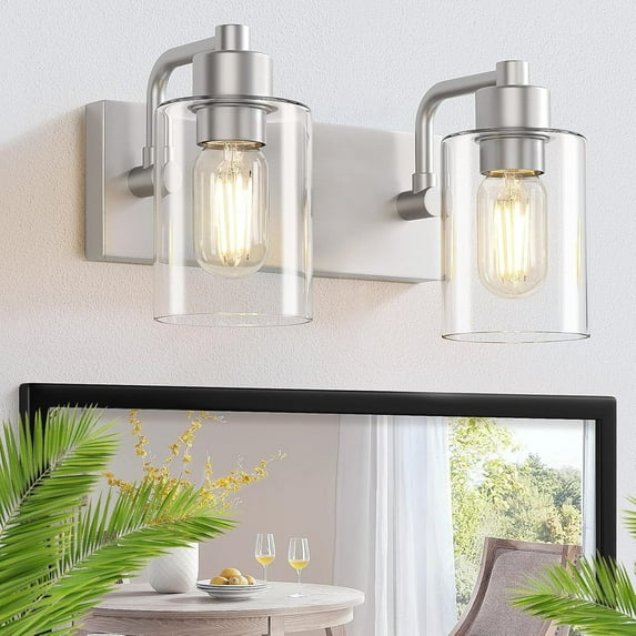 Bathroom Light Fixtures Bathroom Vanity Light 2-Light Bathroom Lights over Mirror with Clear Glass Shade for Kitchen Living Room Bedroom
