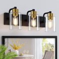 Bathroom Light Fixtures,Matte Black and Gold 4Light Bathroom Lights