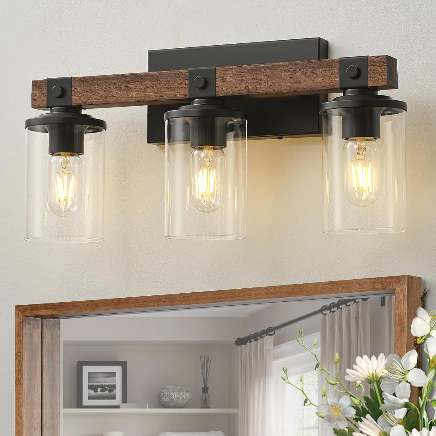 Bathroom Light Fixtures Over Mirror, Black Farmhouse Vanity Light ...