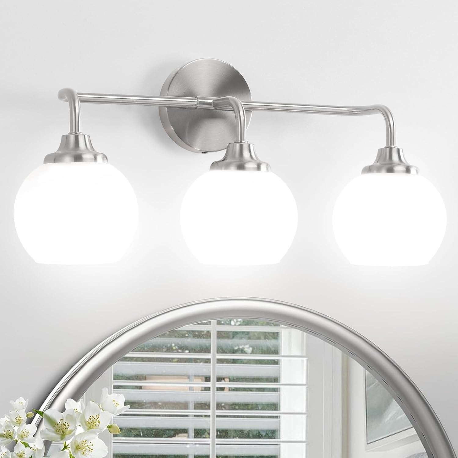 Bathroom Light Fixtures Nickel, Modern Bathroom Lights Over Mirror ...