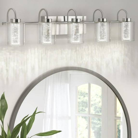 Bathroom Light Fixtures, Vanity Lights Crystal Bubble Clear Glass Dimmable 3 Color Temperatures, Modern Bathroom Wall Sconce for Bathroom, Hallway, Kitchen, Bedroom, Living Room