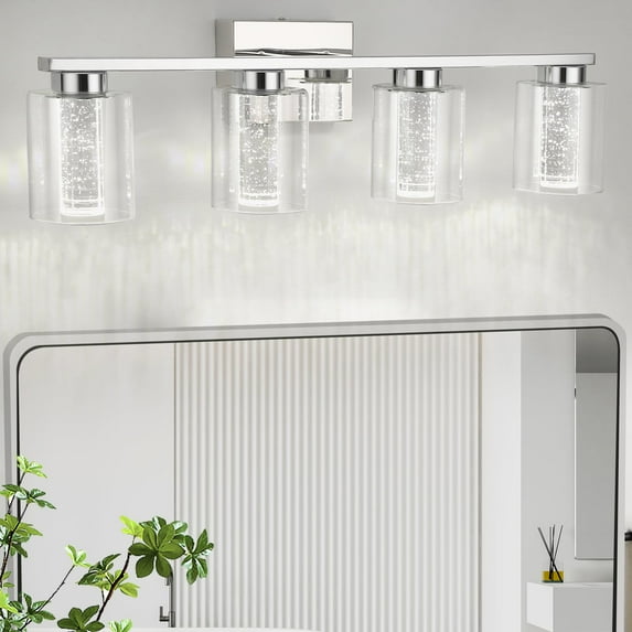 Bathroom Light Fixtures, Vanity Lights Crystal Bubble Clear Glass Dimmable 3 Color Temperatures, Modern Bathroom Wall Sconce for Bathroom, Hallway, Kitchen, Bedroom, Living Room