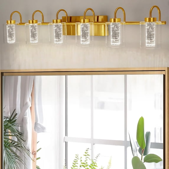 Bathroom Light Fixtures, Vanity Lights Crystal Bubble Clear Glass Dimmable 3 Color Temperatures, Modern Bathroom Wall Sconce for Bathroom, Hallway, Kitchen, Bedroom, Living Room