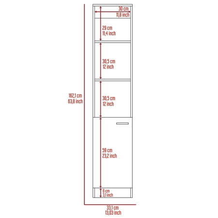 Bathroom Linen Cabinet with 3 Shelves,Single Door Light Oak