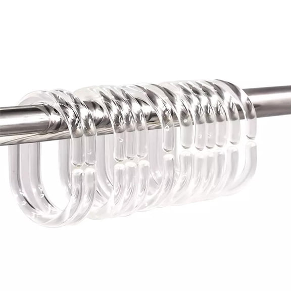 Bathroom Liner Hanging Accessories 12Pcs Clear Plastic C Shape Sliding Shower Curtain Hook Rings Clips