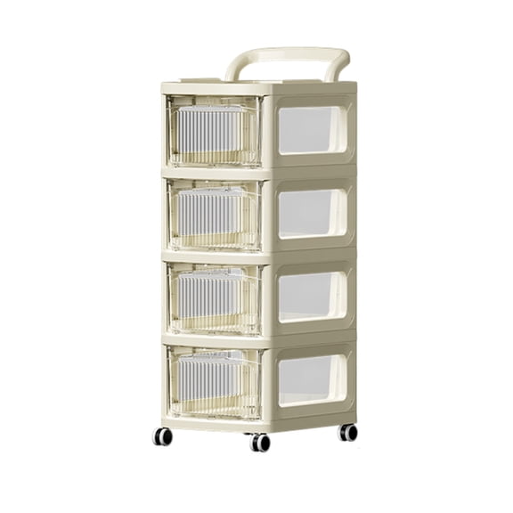 Bathroom Living Room Organizers and Storage Kitchen Bathroom Living Room Shelf Floor Storage Rack Multi-Layer Transparent Storage Cabinet Movable Trolley Easy to Assemble Shelving Unit