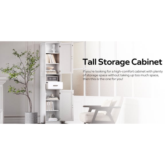Bathroom and Living Room Storage Cabinet | Hidden Cabinets and Adjustable Shelves for Various Items | High - grade Particleboard Material | Perfect for Urban Small Apartments