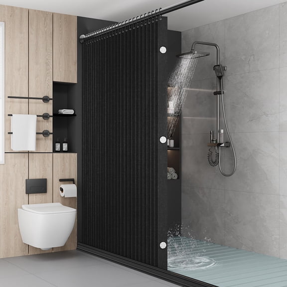 Bathroom Magnetic Folding Shower Curtain, Accordion-Style Shower Curtain, Suitable for Shower Rooms, bathtubs, Hotels or Apartments ( W:70*H79.5Inch)