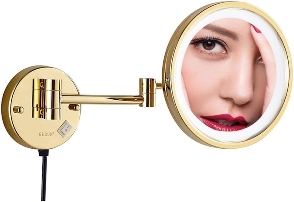 Bathroom Makeup Mirrors Gold Wall Mounted Vanity Single Sided Brass ...