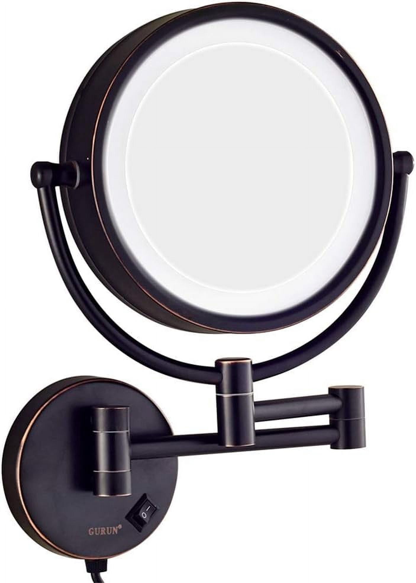 Bathroom Makeup Mirrors, Wall Mounted Vanity Double Sided Brass Lighted ...