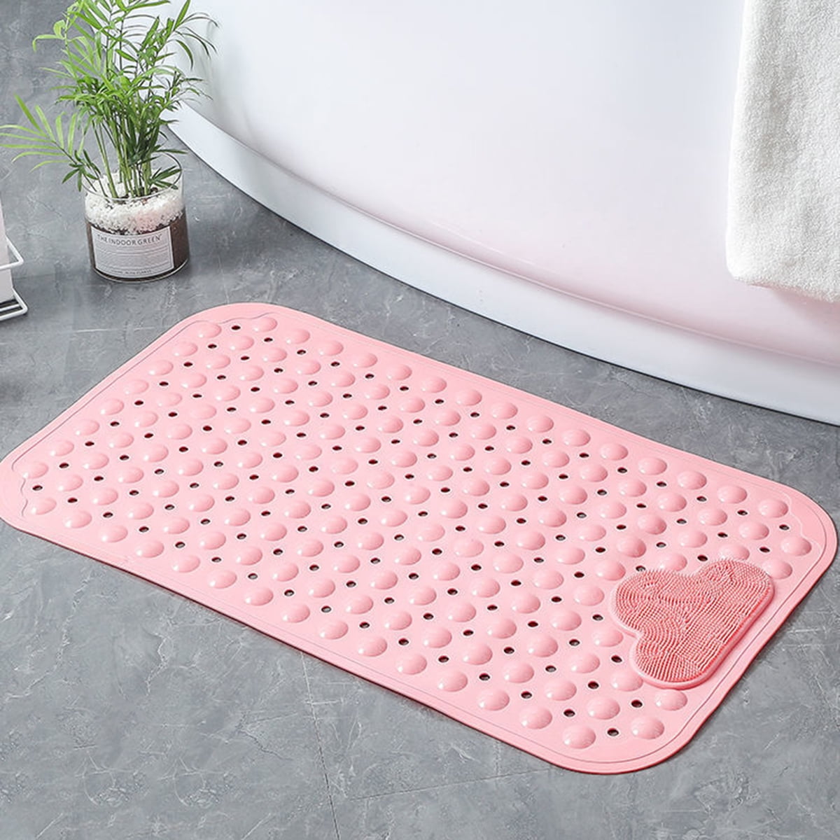 Bathroom Mat Absorb Water PVC Floor Tile Mat Baby (Pink)