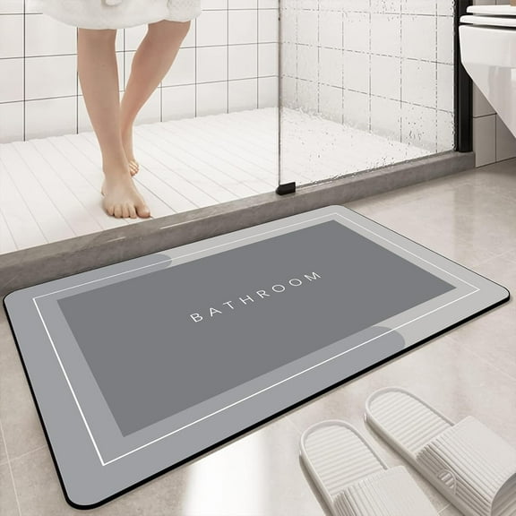 Bathroom Mat Bath Mats for Bathroom Non Slip Absorbent Bathroom Rug Fashion Rectangle Bath Mat Quick Dry Mat Washable Shower Bathtub Sink Grey