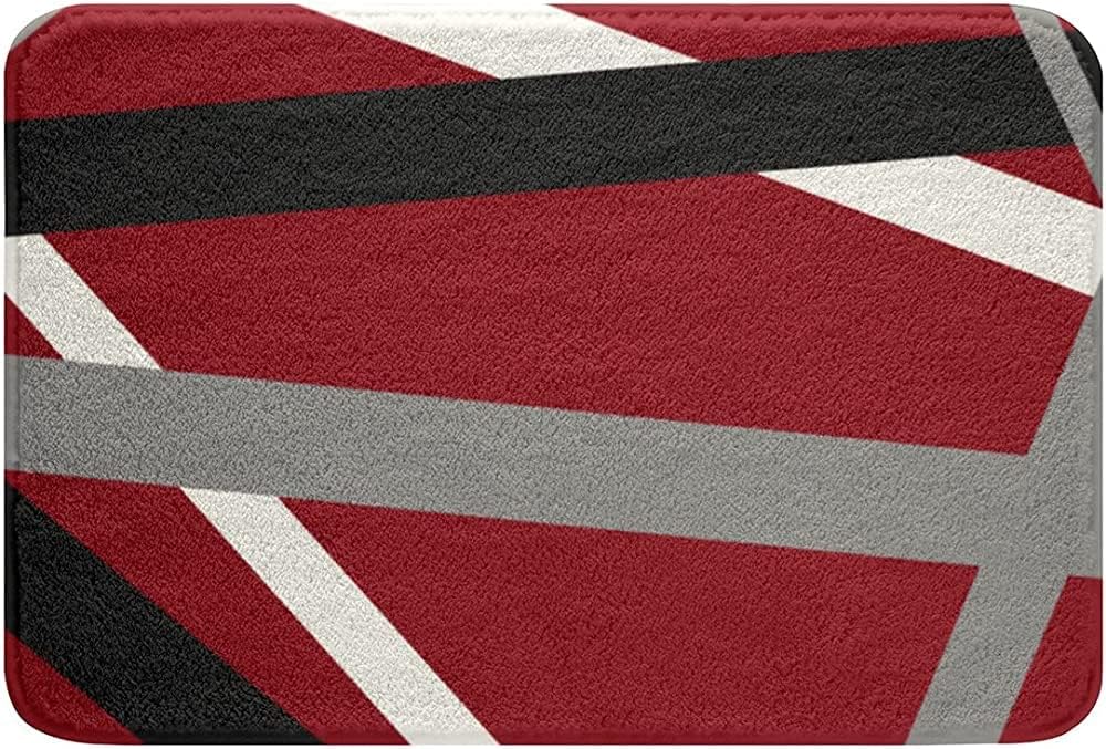 Bathroom Mat Cute Red Grey White Geometry Liness Bold Stripes Bath Mat