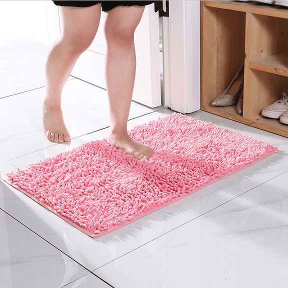 Bathroom Mat By LuxUrux-Extra-Soft Plush Bath Shower Bath Mat, Chenille Microfiber Material, Super Absorbent Shaggy Bath Rug. Machine Wash & Dry(15x23inch or 19x31inch)