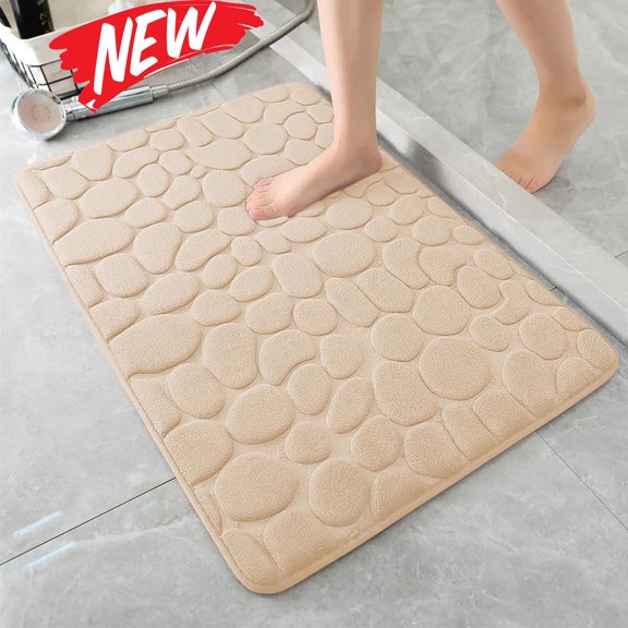 Bathroom Mat Rug, Memory Foam Bath Mat, Non-Slip Bathroom Floor Mats, Cobblestone Bath Mats Absorbent Bath Rugs Washable Quick Dry (20x31in),E