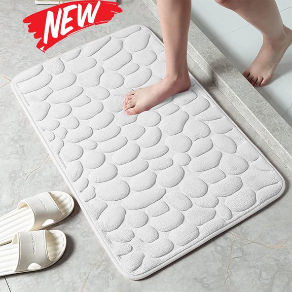 Bathroom Mat Rug, Memory Foam Bath Mat, Non-Slip Bathroom Floor Mats, Cobblestone Bath Mats Absorbent Bath Rugs Washable Quick Dry (20x31in),G