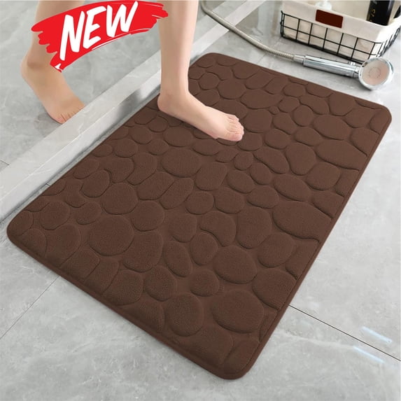 Bathroom Mat Rug, Memory Foam Bath Mat, Non-Slip Bathroom Floor Mats, Cobblestone Bath Mats Absorbent Bath Rugs Washable Quick Dry (20x31in),H