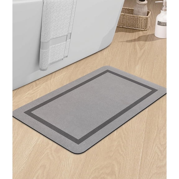 Bathroom Mat Rugs 24x16, Ultra Thin Magic Mat Bath Rug Non Slip Bath Rugs Quick Dry Absorbent Bath Mats for Bathroom Floor, (Grey, 24"x16")