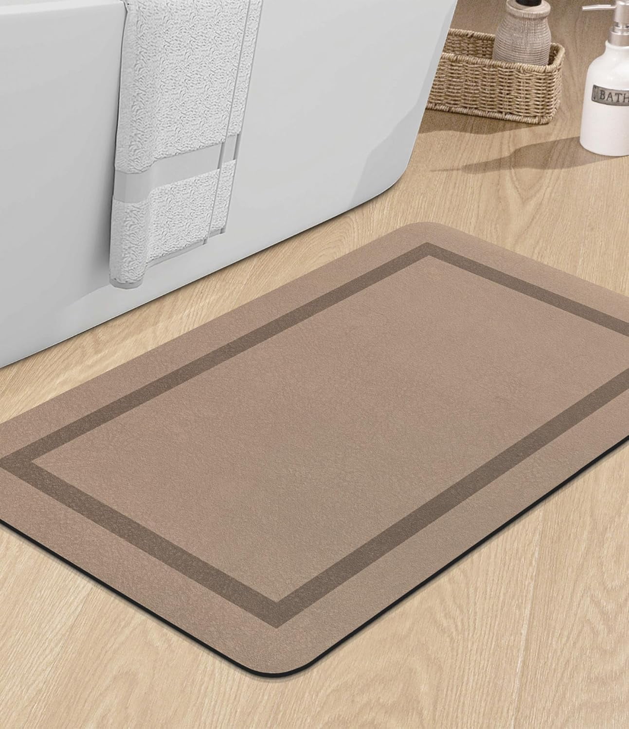 Bathroom Mat Rugs 24x16, Ultra Thin Magic Mat Bathroom Rug Non Slip Bath Rugs Quick Dry Absorbent Bath Mats for Bathroom Floor, (Grey, 24"x16")