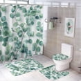 thumbnail image 1 of Bathroom Mat Set, Eucalyptus Leaves Pattern Printed on Bathroom Rugs and Shower Curtain Sets, Great for Master Bath Beach House Modern Home, 72 x 72 inches, 1 of 8