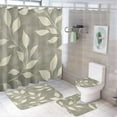 thumbnail image 1 of Bathroom Mat Set, Gray Leaf Damask Pattern Printed on Bathroom Shower Curtain Sets with Rugs, Perfect for Hotel Dorm Spa Home, 72 x 72 inches, 1 of 8