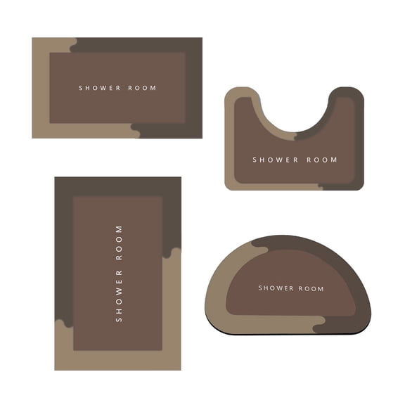 Bathroom Mat Set, Non Slip toilet Rug, 4 Piece Absorbent Waterproof Bathroom Decor, Modern Stylish Shower Accessories