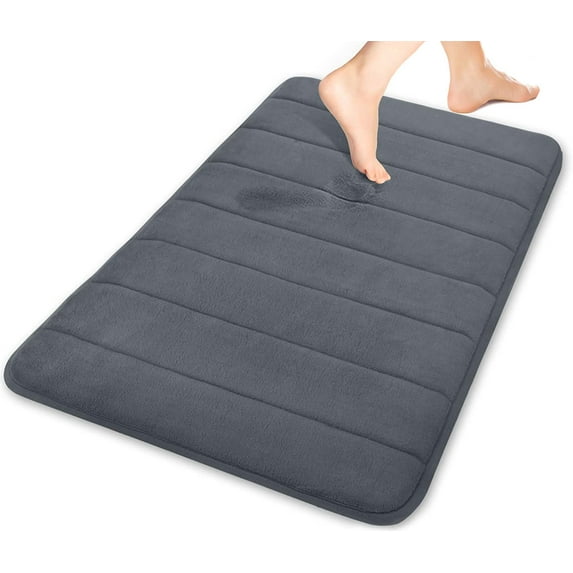 Bathroom Mats 17 "X 24" Non Slip Super Absorbent Bath Rugs Carpet Super Cozy Quick Dry Machine Wash Gray