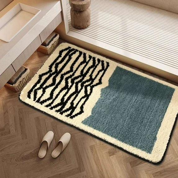 Bathroom Mats Non-Slip Bath Rug Colorful Soft Fluffy Microfiber Bathroom Floor Mat Water Absorbent Washable Quick Drying Bathtub Shower Rugs Door Area Mat