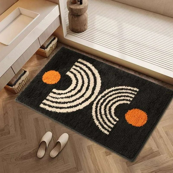Bathroom Mats Non-Slip Bath Rug Colorful Soft Fluffy Microfiber Bathroom Floor Mat Water Absorbent Washable Quick Drying Bathtub Shower Rugs Door Area Mat