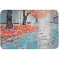Bathroom Mats Red Leaves On The Sidewalk and Tree Living Room Floor Mat
