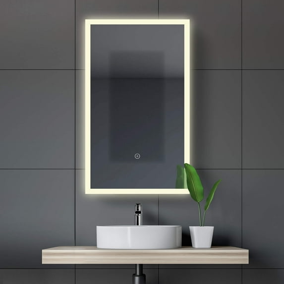 Bathroom Medicine Cabinet, Aluminum, Recessed/Surface Mount, 15" x 30", 1 Door, Left Hinged, Mirrored w/LED