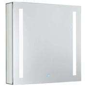 Bathroom Medicine Cabinet, Aluminum, Recessed/Surface Mount, 24" x 24", Left Hand Hinged, Mirrored w/ 2 LED Strips