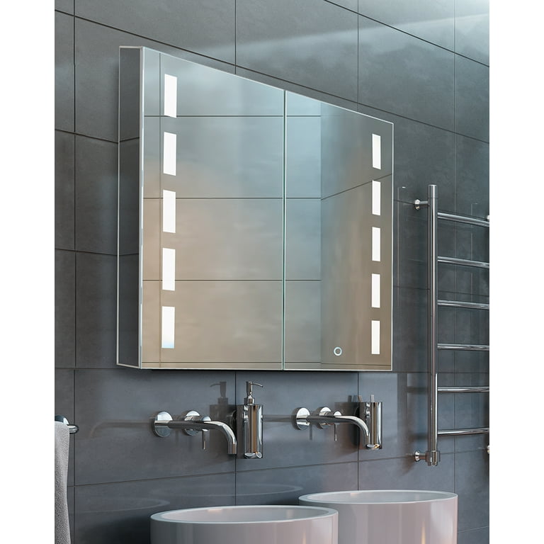 Bathroom Medicine Cabinet Aluminum Recessed Surface Mount 30 X 2 Door Mirrored W Led Com
