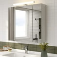 White LED Bathroom Medicine Cabinet with Lights, 2 Outlets & USB Ports ...
