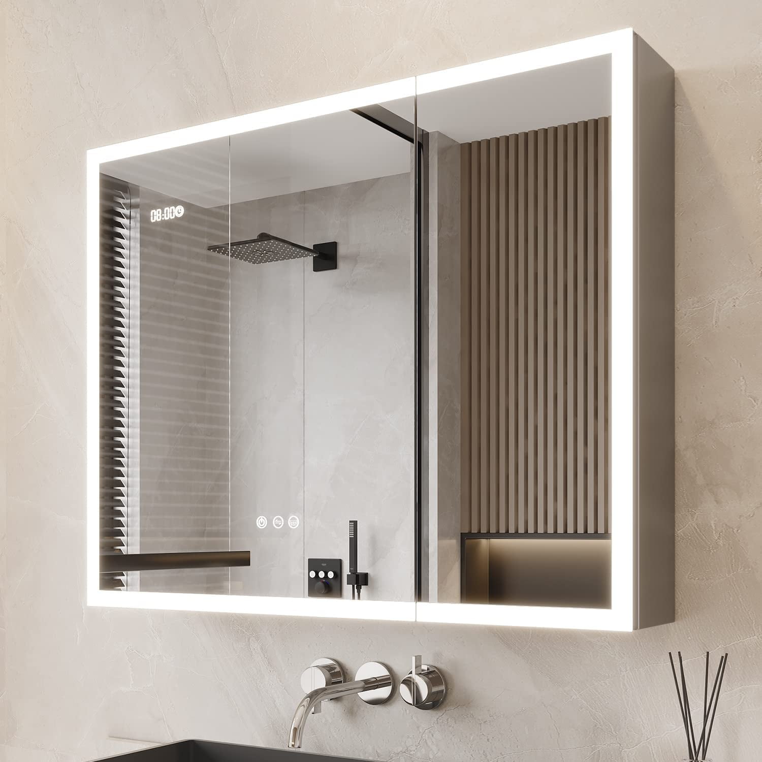 Jensen 455FL Lighted Medicine Cabinet Stainless Steel 20 Inch by