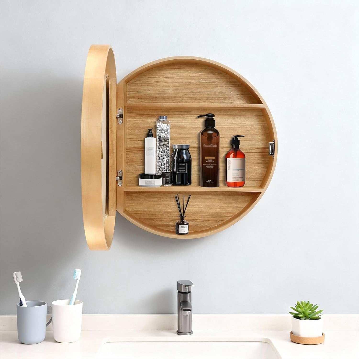 Round Mirror Medicine Cabinetnull