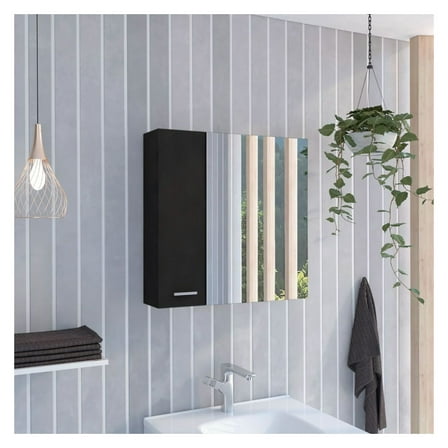 Bathroom Medicine Cabinet with Mirror, 23.6x23.6x5.8 Inch Black Wengue Wall Mounted Storage, 4 Shelves Double Door Organizer for Bathroom, Bedroom, Living Room