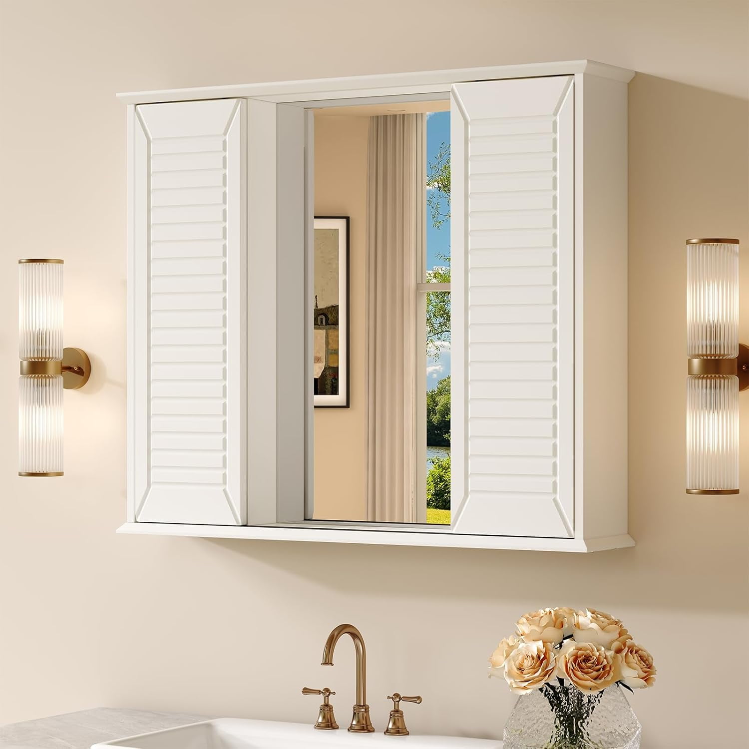 Bathroom Medicine Cabinet Mirror 28.3 x 23.8 inch Bathroom Mirror with ...