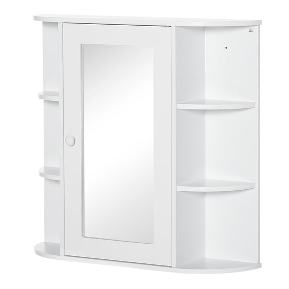 Bathroom Medicine Cabinet with Mirror, Wall Mount Storage Cabinet, White Finish, Multiple Shelves, 26" Wide, Bathroom Vanity Organizer