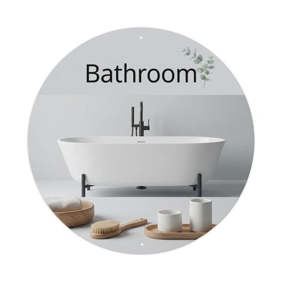 Bathroom Minimalist Spa Round Bathroom Vintage Metal Tin Sign Plaque Wall Decor for Cafe, Club, Garden Round Metal Poster 8x8Inch