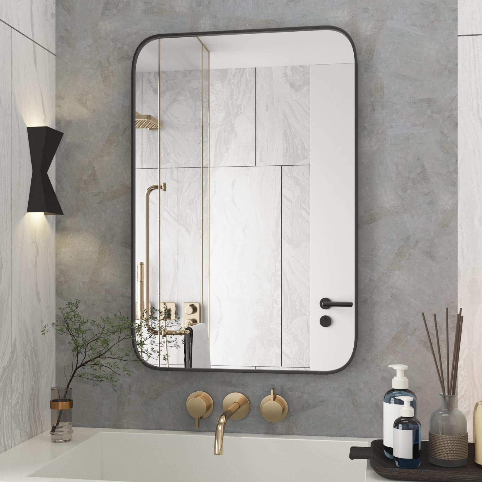 Bathroom Mirror, 30x40 Inch Stylish WallMounted Rectangular Bathroom