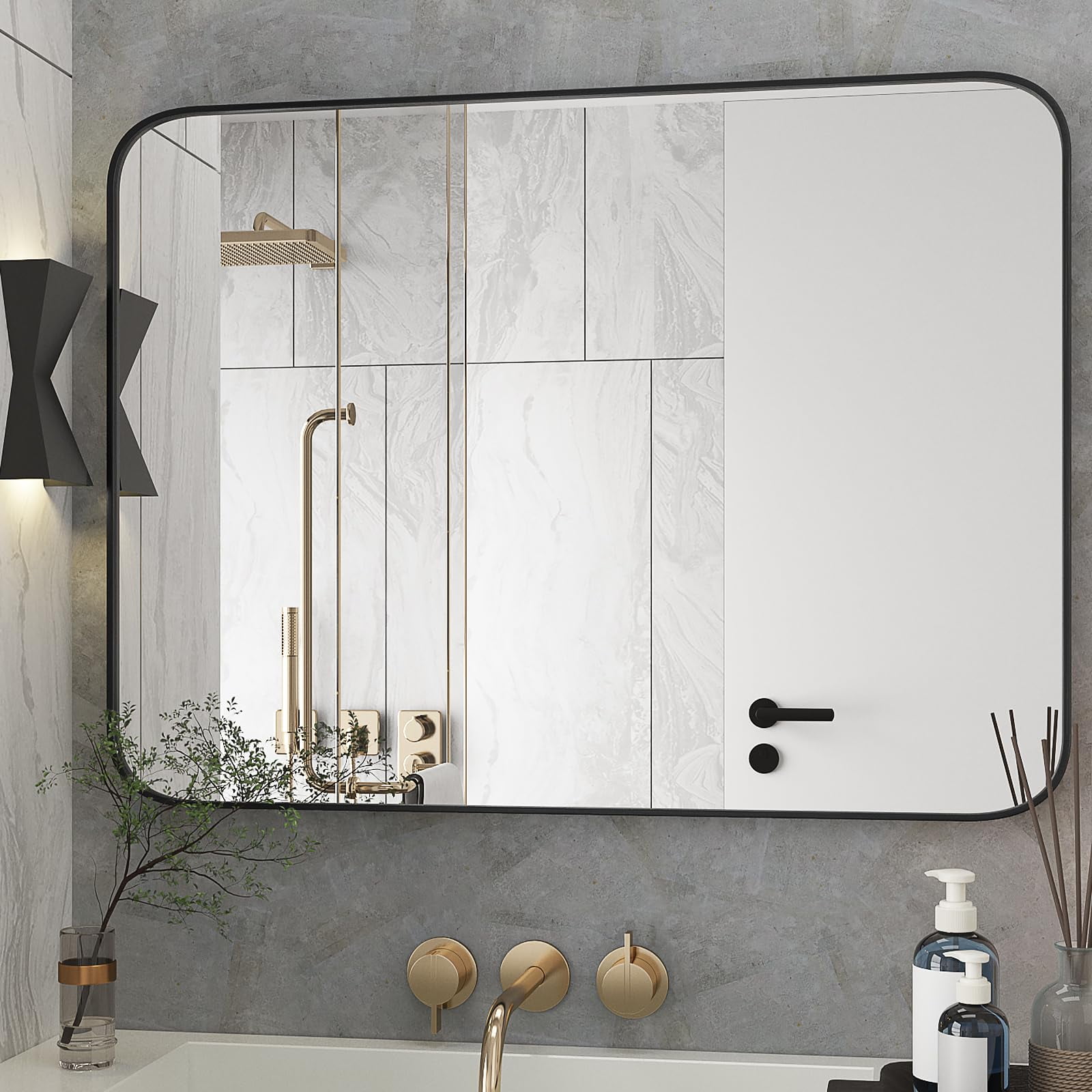 Bathroom Mirror, 30x40 Inch Stylish WallMounted Rectangular Bathroom