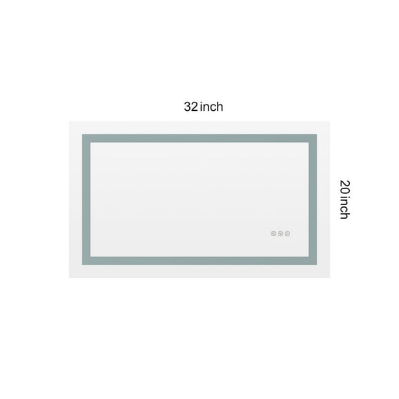 Bathroom Mirror 32 x 20 Inch LED Bathroom Mirror with Front and Backlight, Wall Mounted Vanity Mirror, Anti-Fog, Memory, 3 Colors, Stepless Dimmable,Wall Mirror
